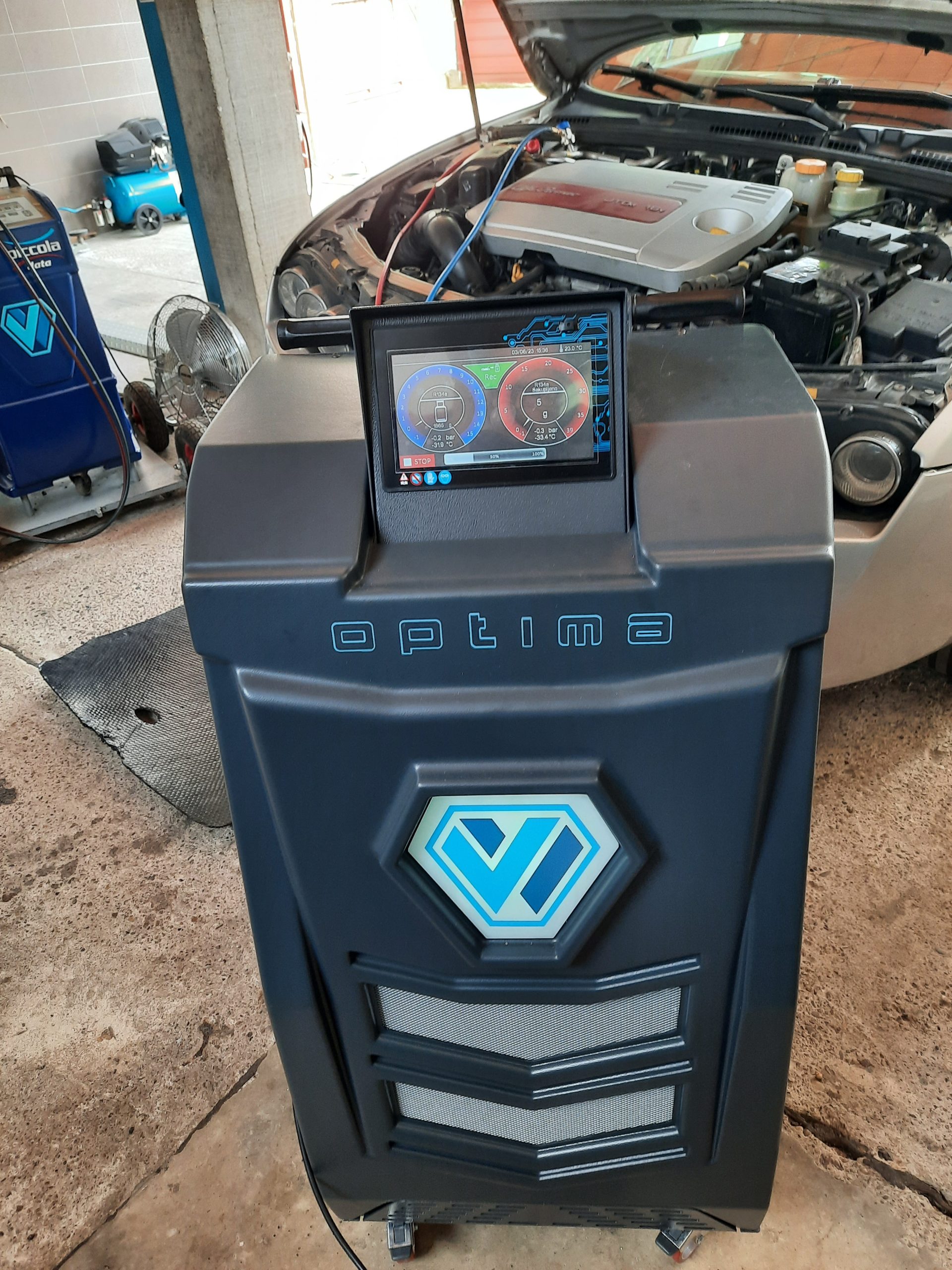 a machine with a screen on top of it